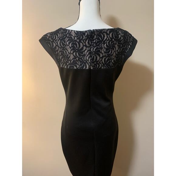 Signature By Sangria - Sleeveless Black Dress with Lace - Size 10 - Picture 4 of 5